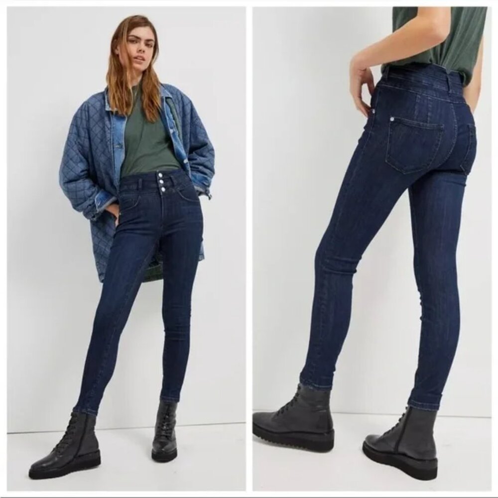 Pilcro for Anthropologie Dark Blue High-Rise Skinny seamed Jeans